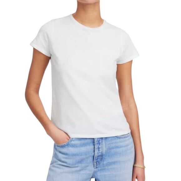 NWT Madewell Essential Slim Tee In White Lightweight Cotton Women’s Size Small - Picture 1 of 8